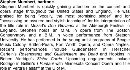 Stephen Mumbert, baritone 